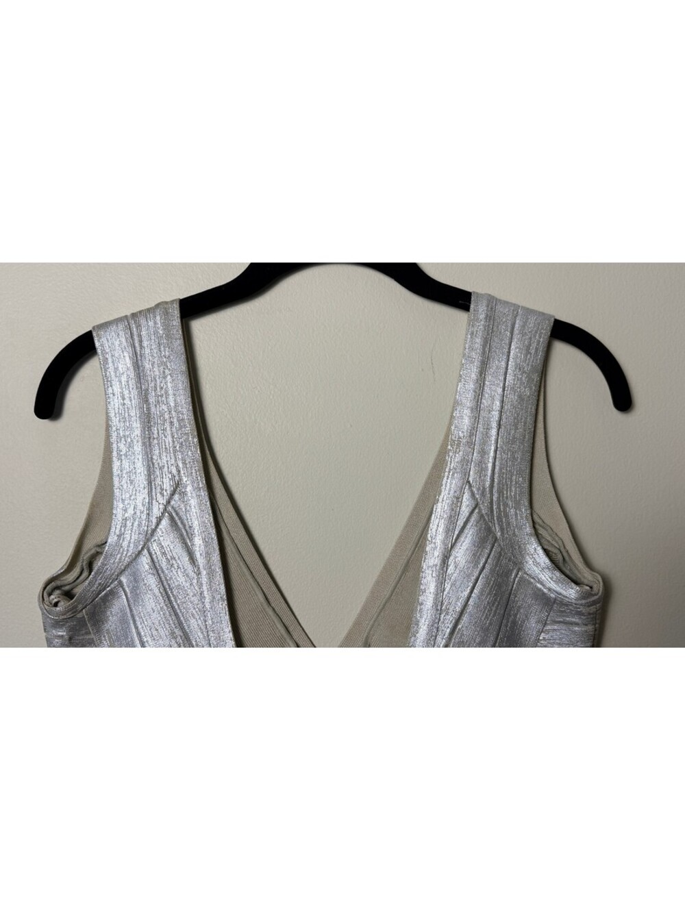 HERVE LEGER BANDAGE BODYCON MINI BONDAGE METALLIC DRESS M - Picture 9 of 13